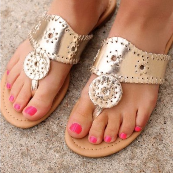 Jack Rogers Gold Flat Jack Sandals - Picture 2 of 13
